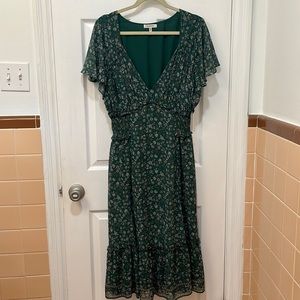 Max Studio Green Floral Midi Dress. Size XL